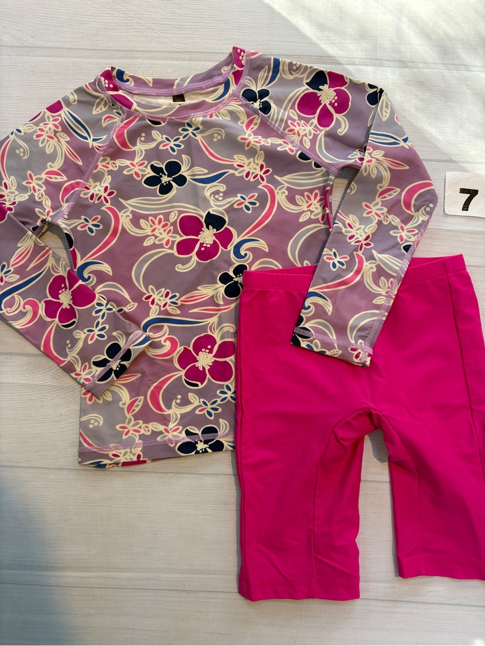 Tea Collection Girls Pink Floral Long Sleeve Rashguard Set